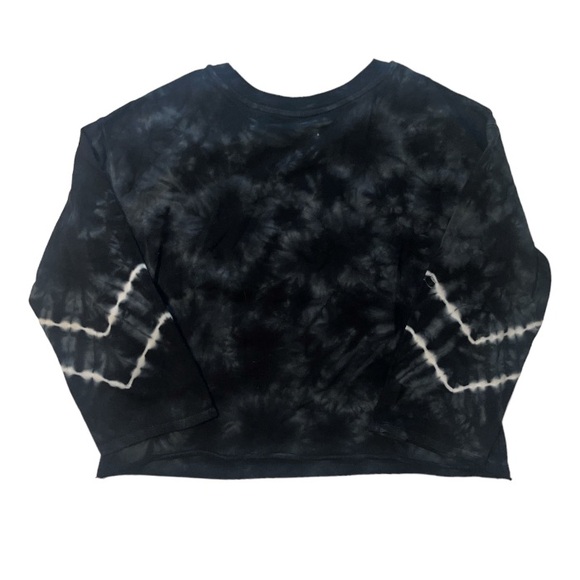 Time And Tru Long Sleeve Wide Sleeve Black Tie Dye Sweatshirt Raw Hem XL - Picture 2 of 7